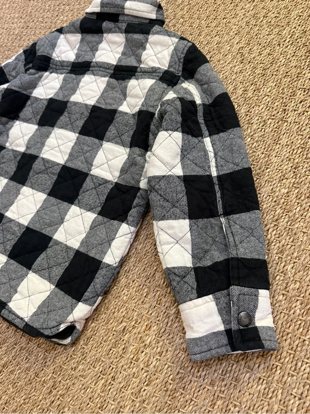 Gap Kids Buffalo Plaid Shirt Jacket Black and White Snap Up Size Small (6-7)
